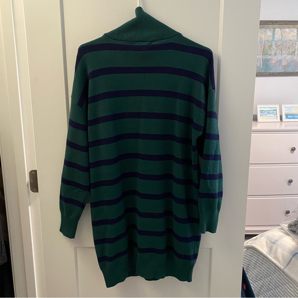 Striped Sweater Dress with Zip Turtleneck - Picture 2 of 4